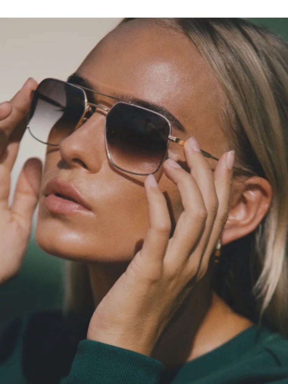 LELLO The Max, Two-Tone Square Aviator Sunglasses - Gold & Brown